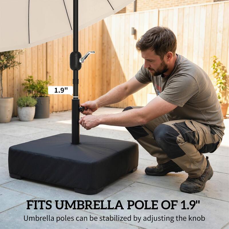Outsunny Patio Umbrella Base, Heavy Duty Umbrella Base with Cover, 176 lbs Sand Filled for 1.9" Poles
