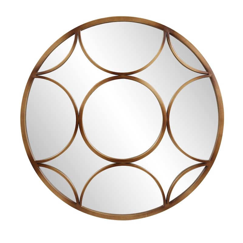 Allan Andrews Round Wall Mirror with Circular Design and Bronze Metal Frame - 32D x 3/4T