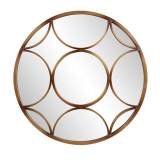 Allan Andrews Round Wall Mirror with Circular Design and Bronze Metal Frame - 32D x 3/4T