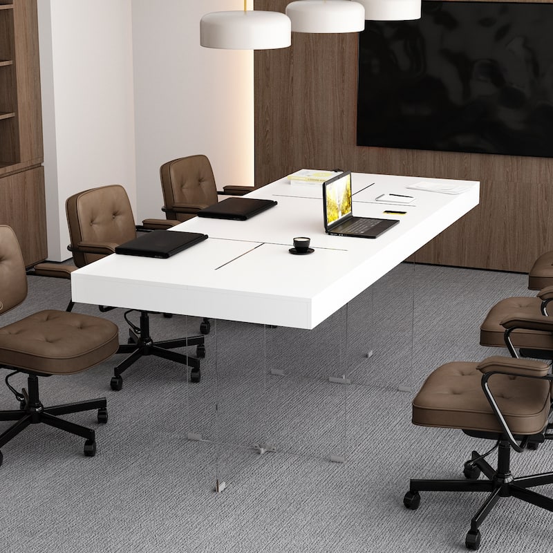 VersaTable Meeting Table with Tempered Glass Leg for Dining and Office