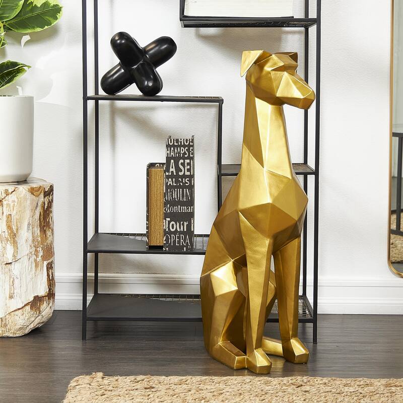 Silver, Gold or Black Polystone Cubist Dog Decorative Sculpture