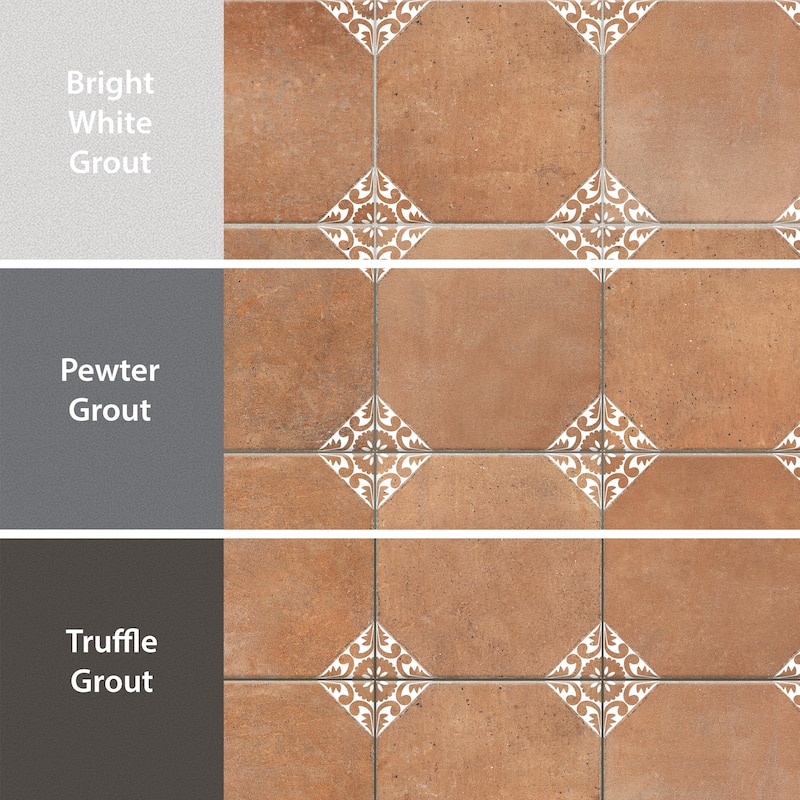 Merola Tile Degas Cotto with White Deco 8-7/8" x 8-7/8" Porcelain Floor and Wall Tile