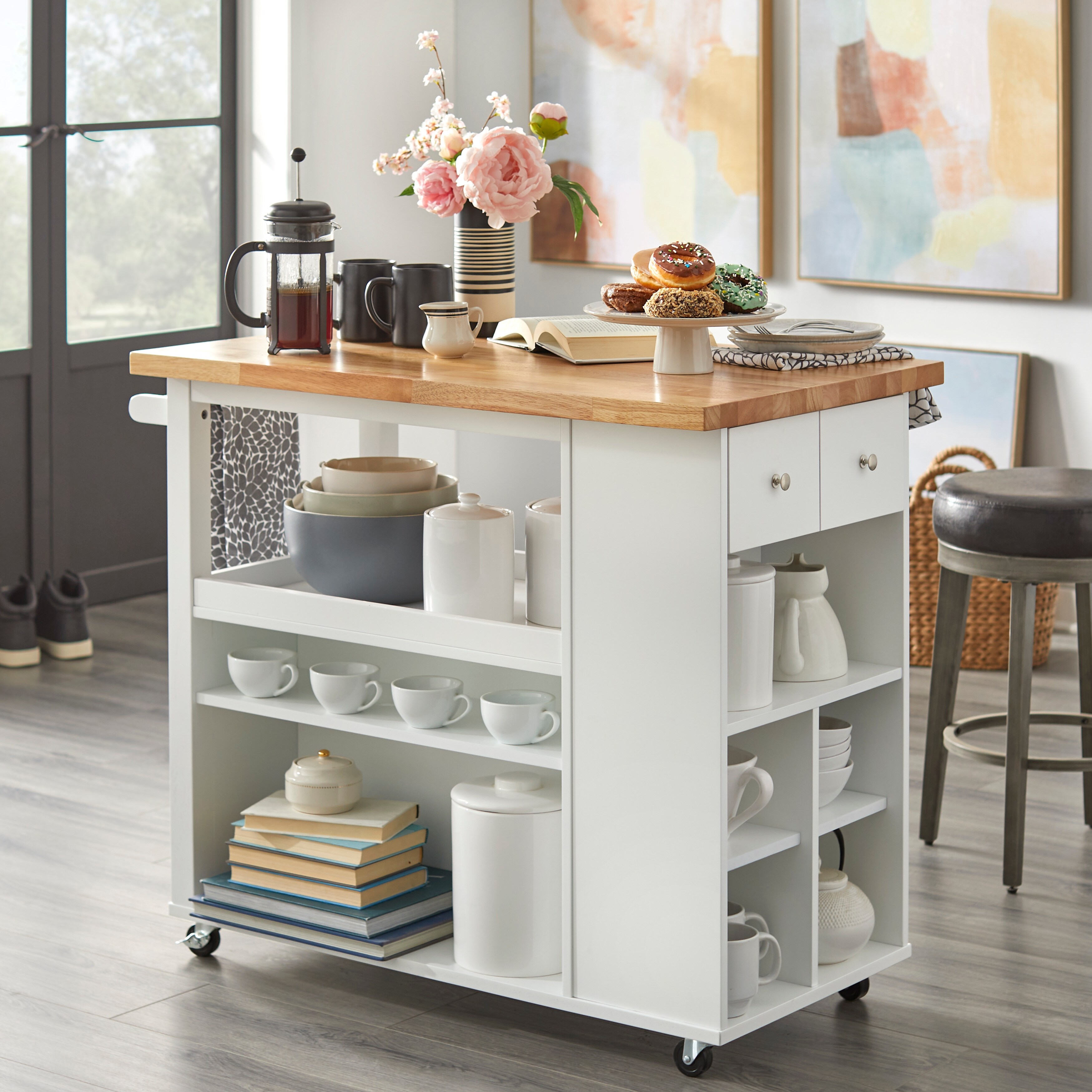 angelo HOME Boston Rolling Kitchen Island Cart On Sale Bed
