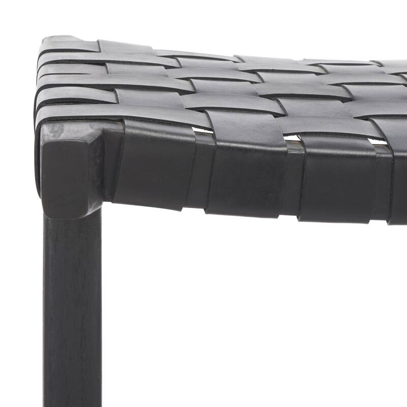 SAFAVIEH Remzija 30-inch Woven Leather Rectangle Bar Stool - 20" W x 19" D x 30" H