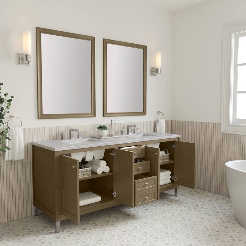 Chicago 72" Double Vanity, Walnut Whisper