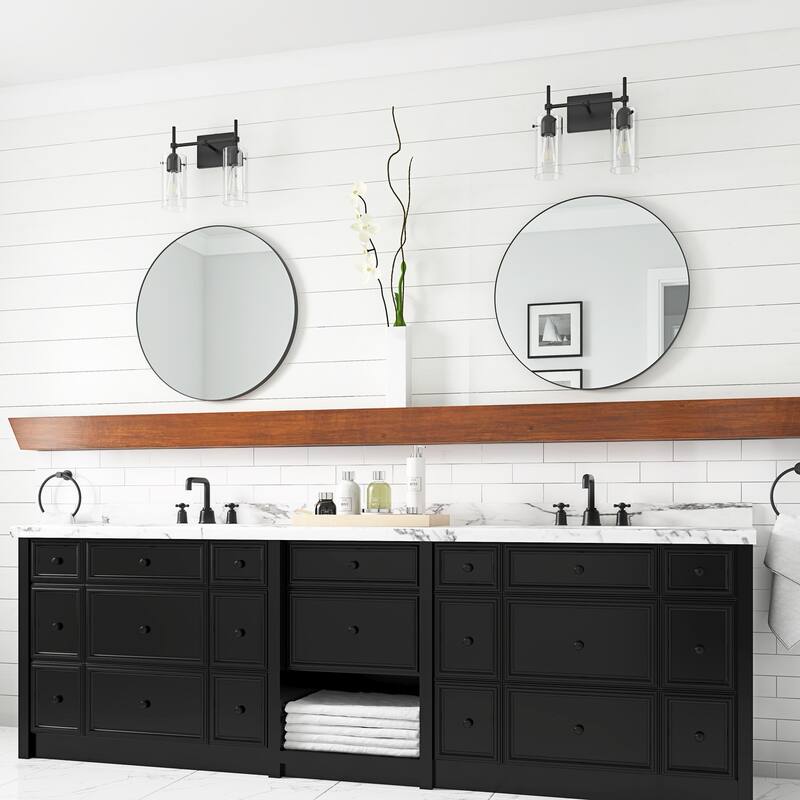 Modern Cylinder Clear Glass Shade Bathroom Vanity Light