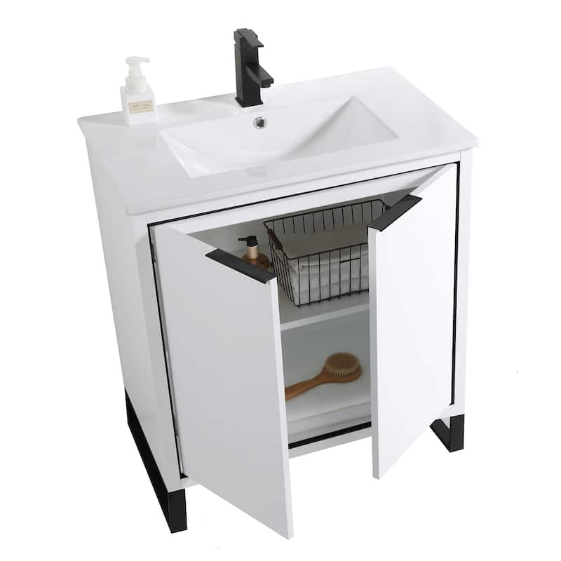 Fine Fixtures Opulence Collection Bathroom Vanity with White Ceramic Sink