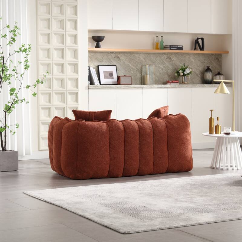 66-Inch Chenille Upholstered Loveseat with Pillows