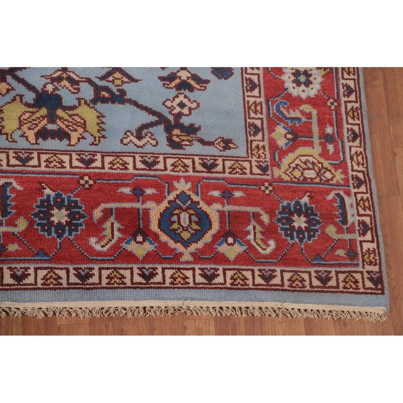 Light Blue Heriz-Serapi Oriental Area Rug Handmade Wool Carpet - 8'0"x 10'1"