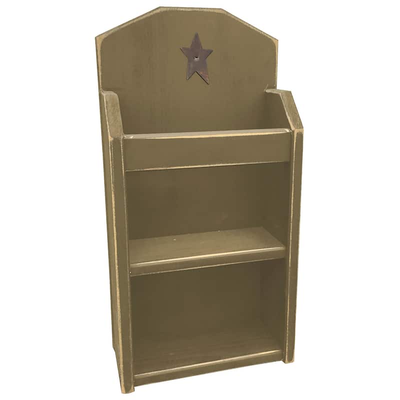 Farmhouse Magazine Rack - Straight Edges - Olive Green