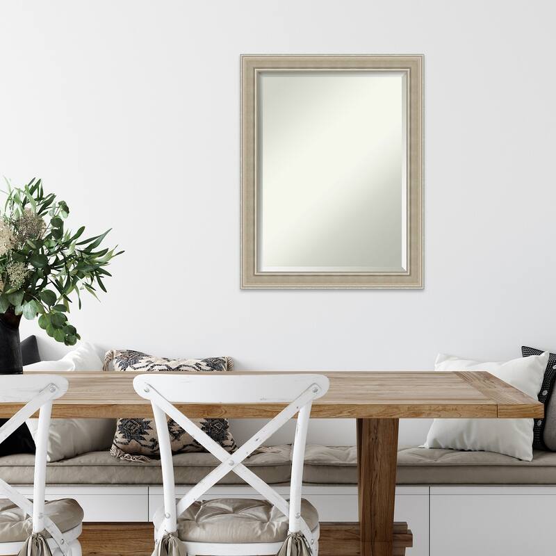 Mezzo Silver Beveled Wood Framed Wall Mirror - Mezzo Silver