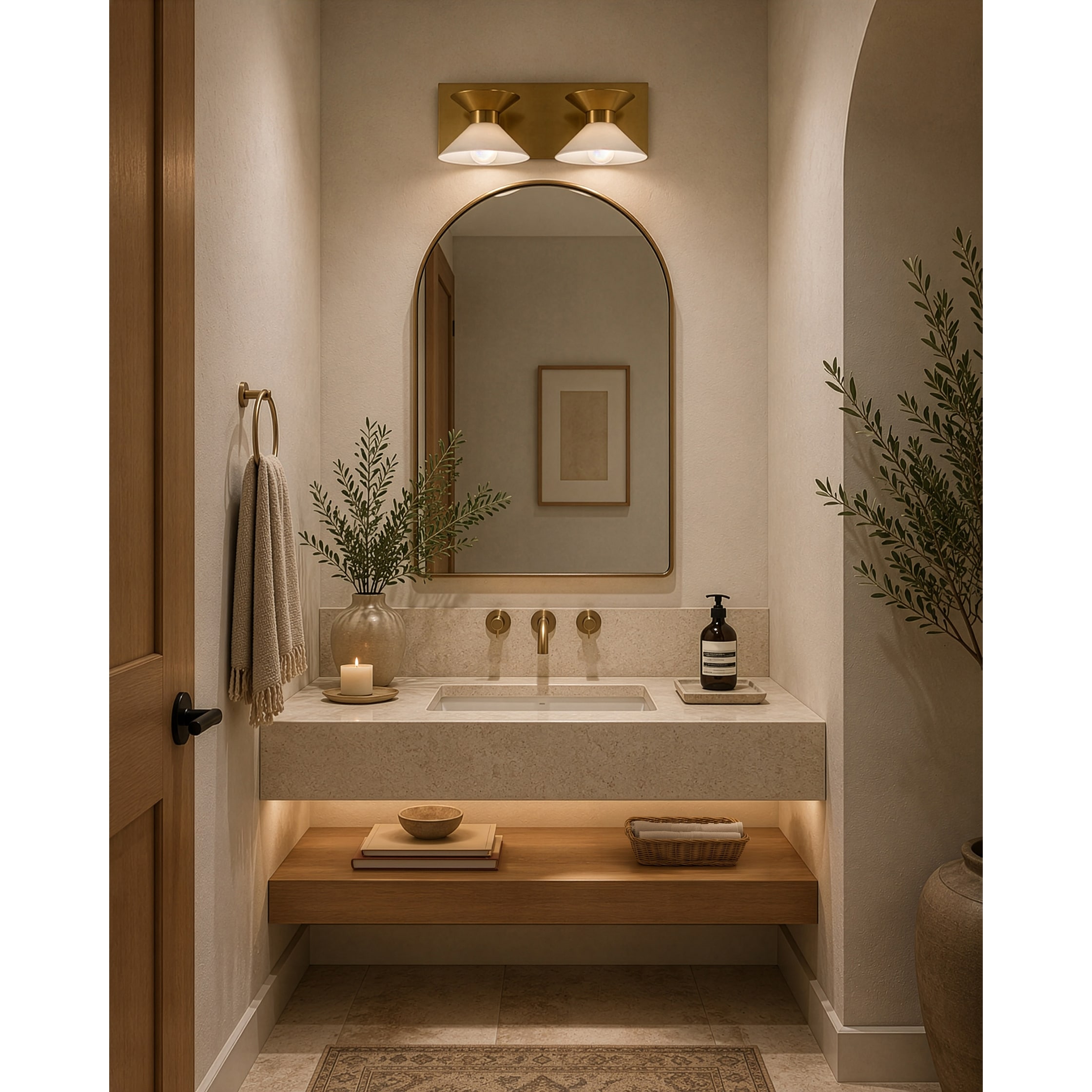 Varaluz Ringsted Architectural Bathroom Vanity Light - Brushed Brass