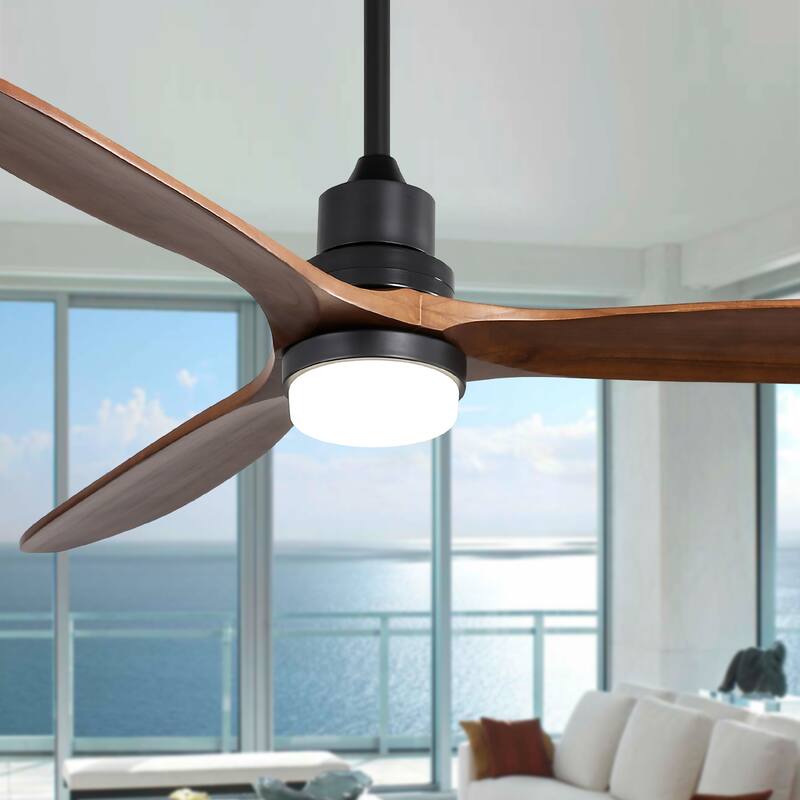 60 Inch Remote Control Ceiling Fan with Dimmable LED Lights and Noiseless Reversible Motor - Black