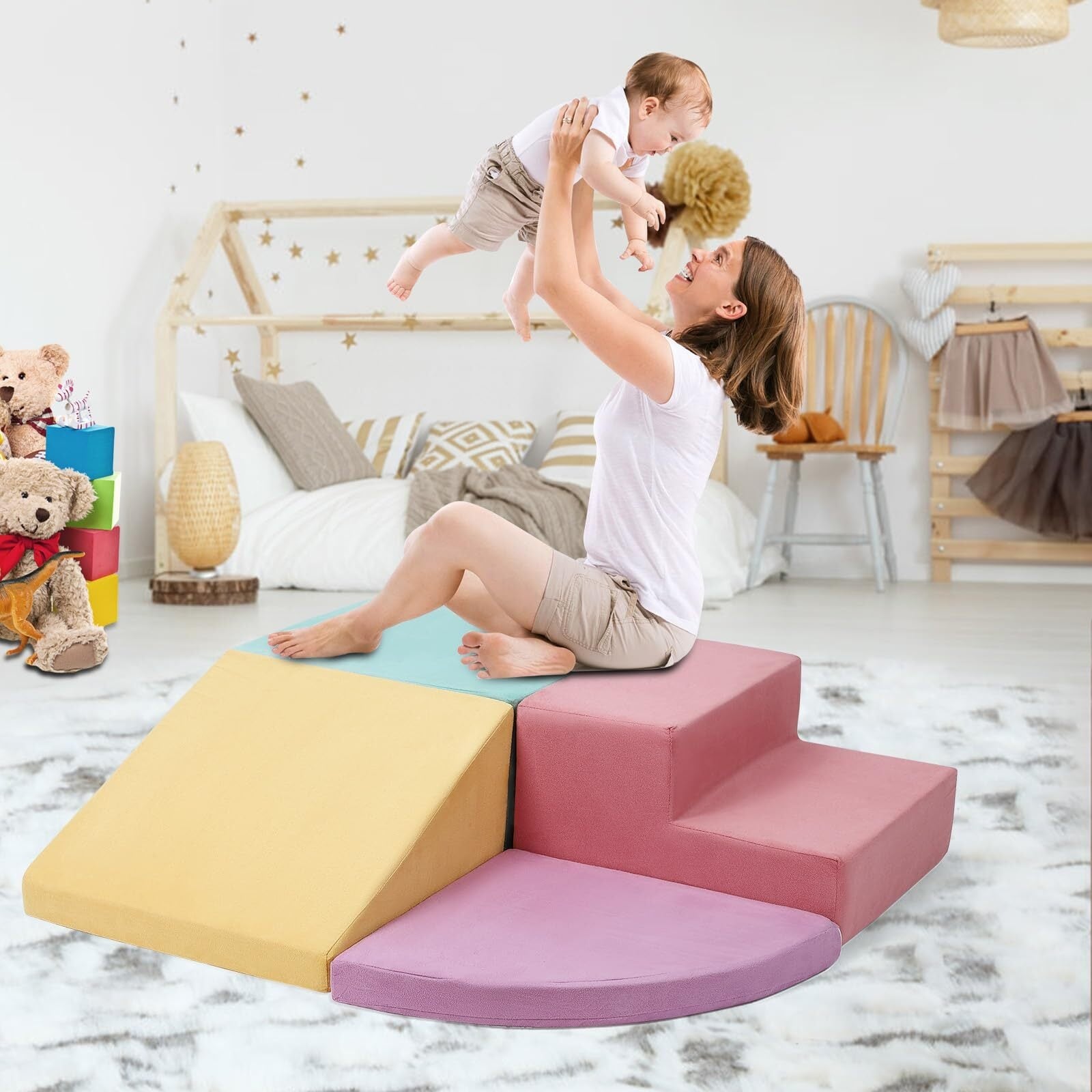 Soft Kids Playtime Corner Climber, Colorful 4-Piece Lightweight Climbing Indoor Set