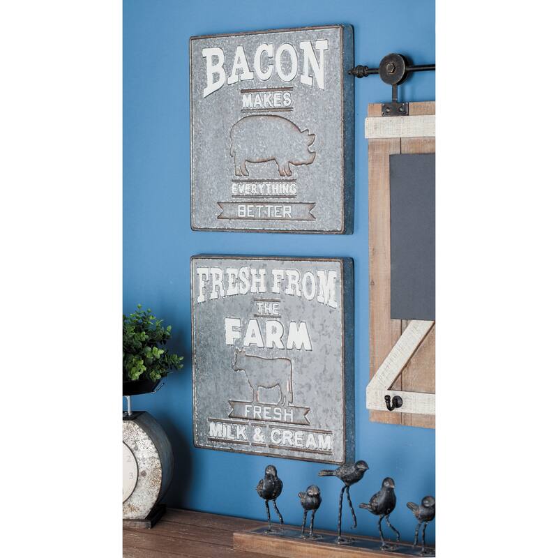 Grey Iron Farmhouse Wall Decor Text (Set of 2)