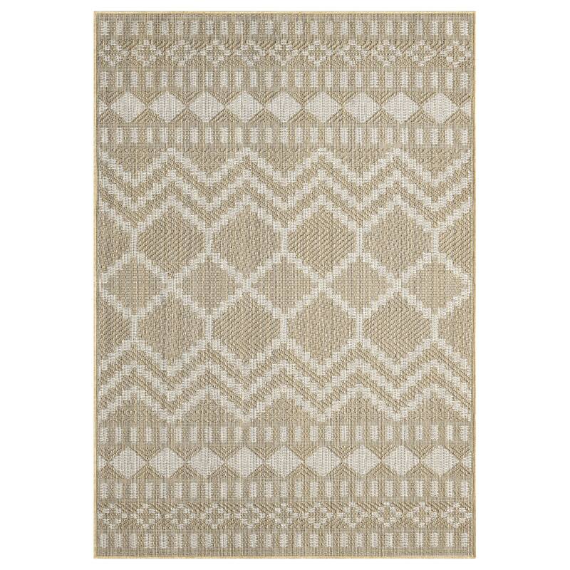 Terra by Obeetee Harvest Diamond Beige Rug - Natural/Criss Cross - 5'3" x 7'3"