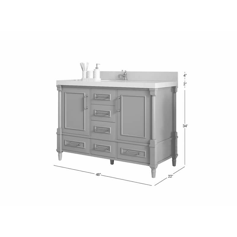 Willow Collections 48 in. W x 22 in. D Aberdeen Single Bowl Sink Bathroom Vanity with Countertop