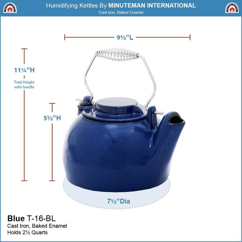 Minuteman International Enameled Humidifying Kettle, 9.25 Inch Tall, Blue