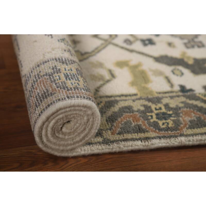 Ivory Oushak Oriental Runner Rug Handmade Wool Carpet - 2'7"x 7'11"