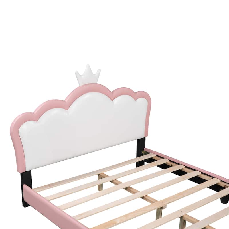 Full size Upholstered Princess Bed With Crown Headboard - Bed Bath ...