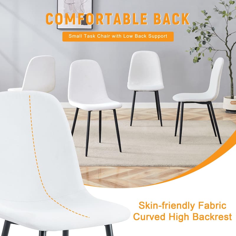 Minimalist Dining Chair Set of 4, Linen Fabric Kitchen Chair with Metal Legs Modern Armless Side Chair for Office