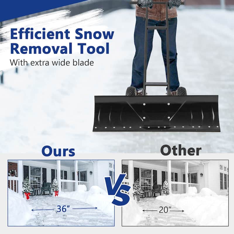 Costway 36" Snow Shovel Pusher with 10" Inflatable Wheels Adjustable - See Details