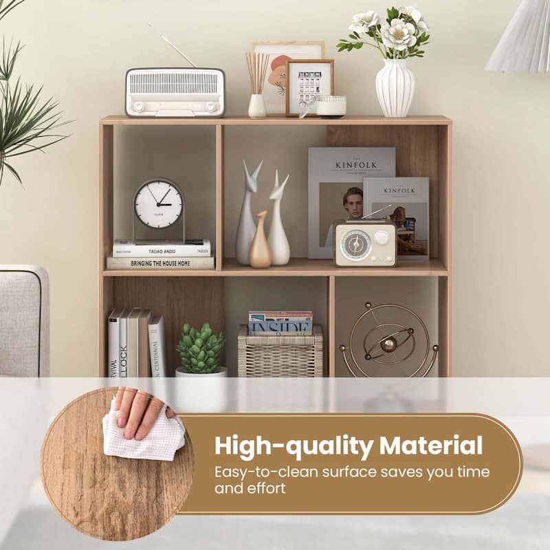 Costway Open Shelf Bookcase Mid Century Modern Cube Bookshelf with 4 - See Details