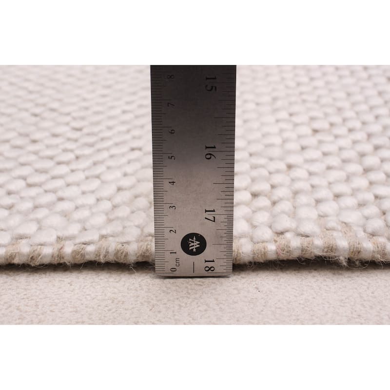 ECARPETGALLERY Braid weave Sienna Cream, Navy Wool Rug - 4'0 x 5'10