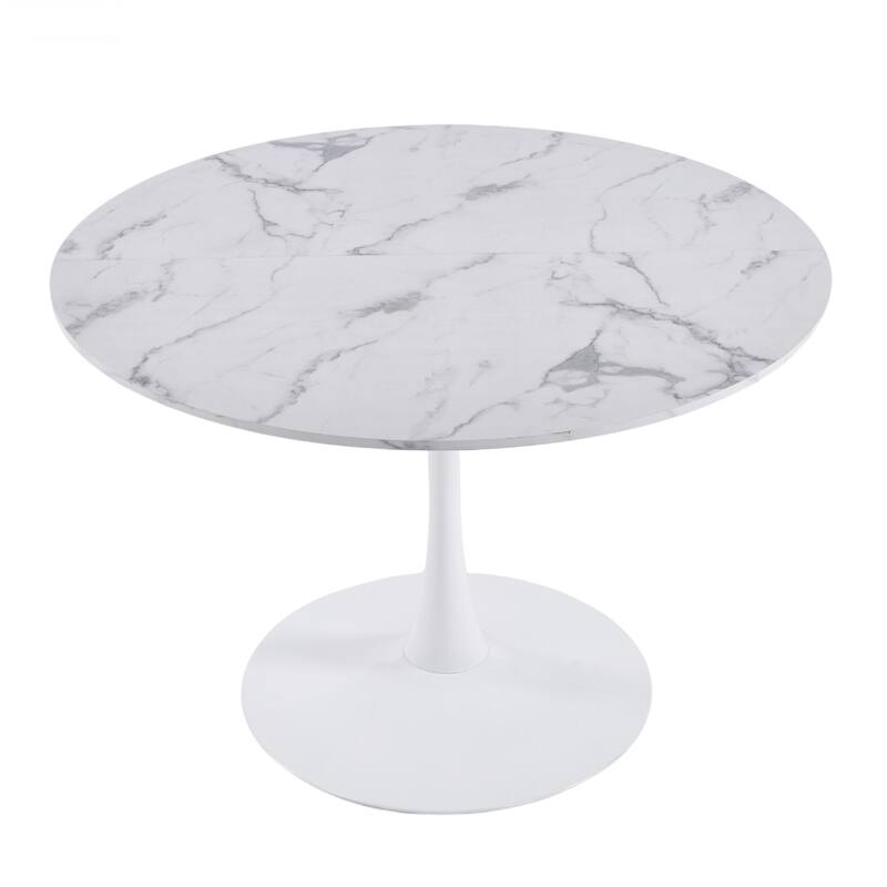 42.1"Tulip Table, Mid-Century Dining Table For 4-6 People - Round MDF Table Top (The Tabletop Consists Of Two Panels)
