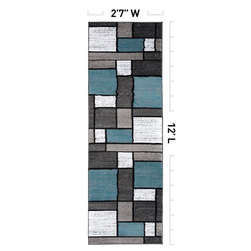 World Rug Gallery Contemporary Modern Boxed Color Block Area Rug