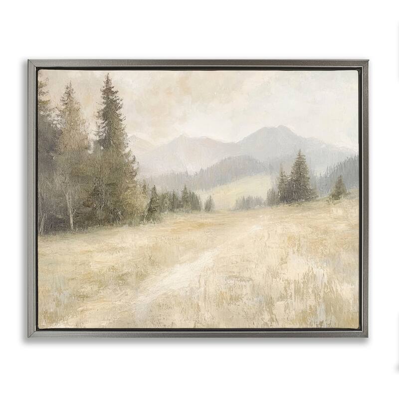 Stupell Fog on Mountain Valley Framed Floater Canvas Wall Art Design By Petal Prints Design - 21 x 17 - Grey