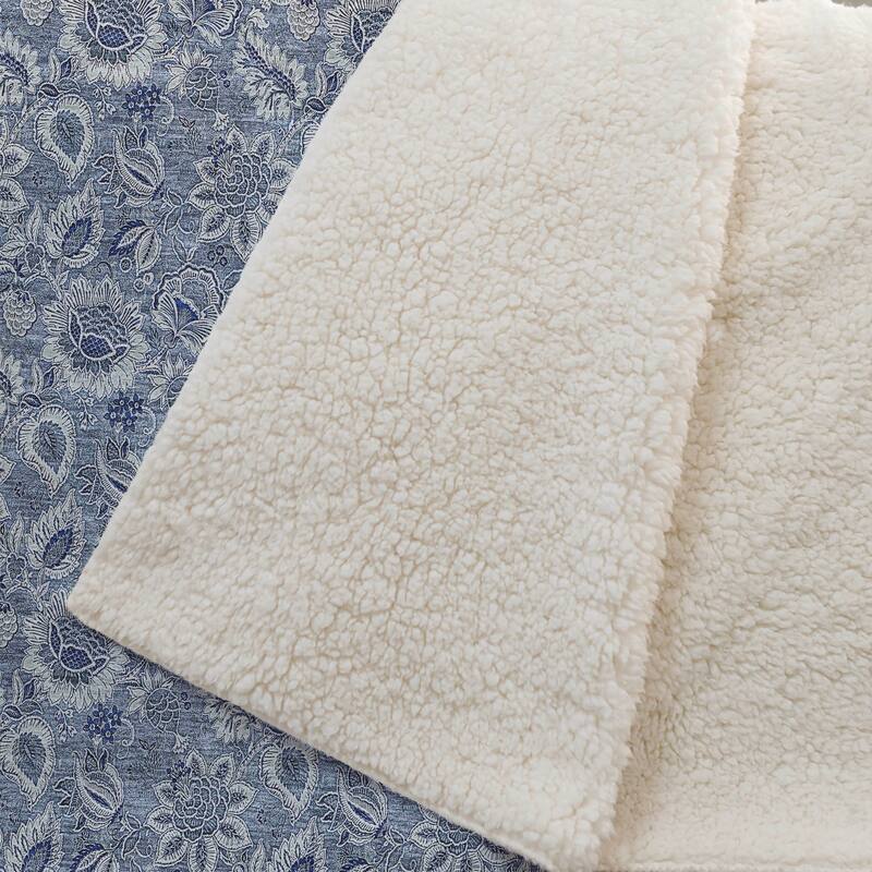 Premium Machine Washable Floral Sherpa Throw Blanket