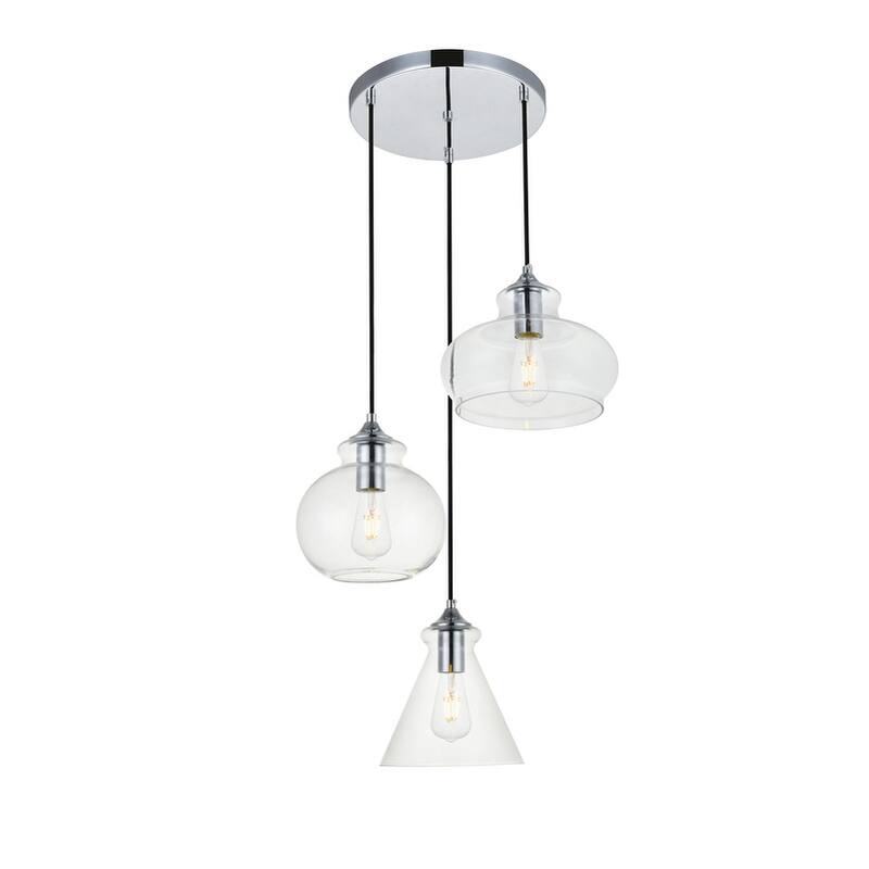 Clear Glass 3-light Adjustable Pendant Lamp