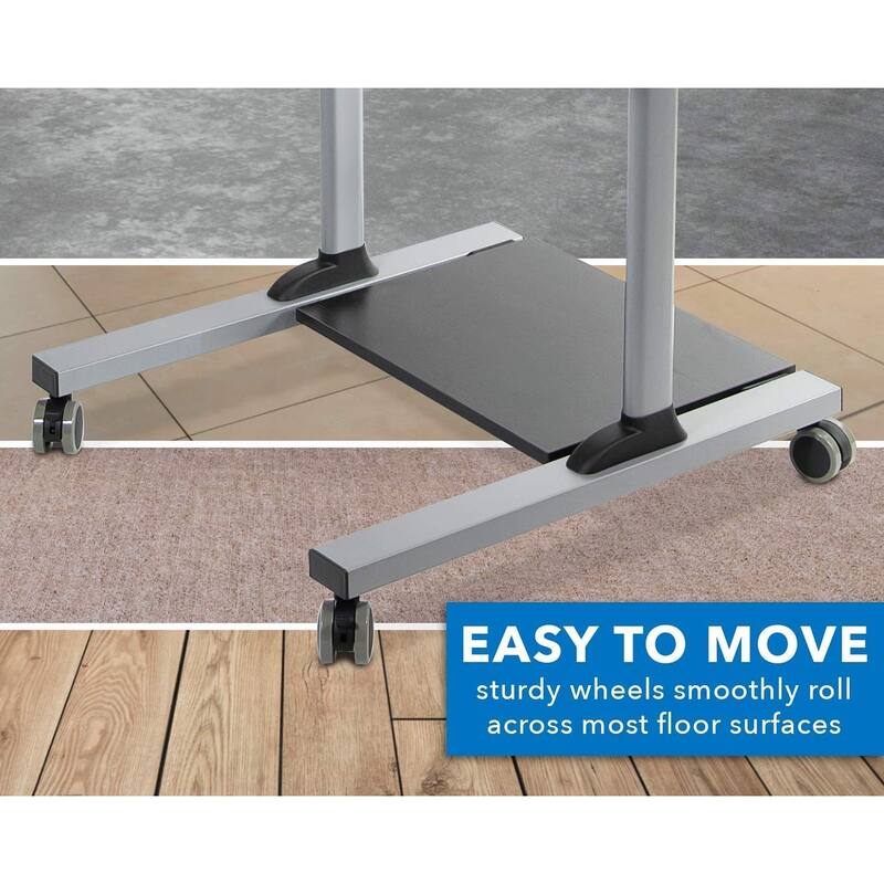Mount-It! Mobile Computer Desk with Dual Monitor Mount | Height Adjustable