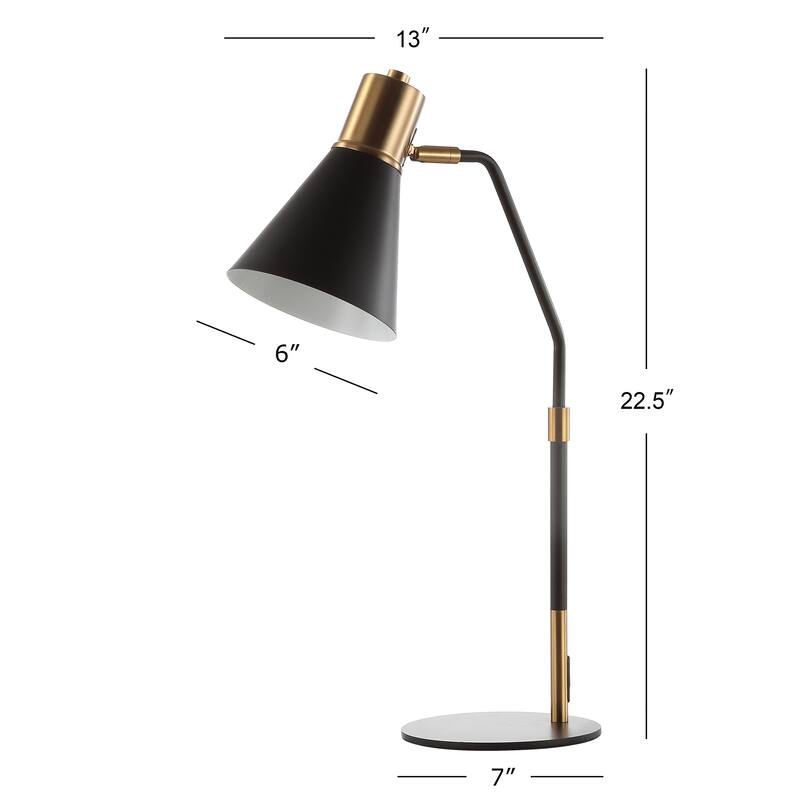 Gallery 22.5" Metal LED Task Lamp, Black/Brass Gold by JONATHAN Y