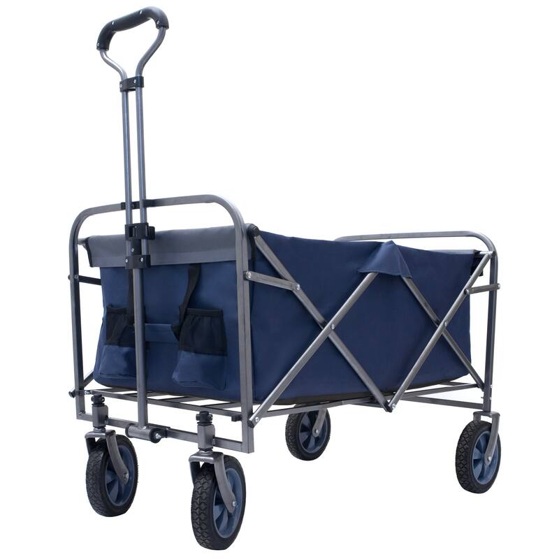 Outdoor Garden Multipurpose Micro Collapsible Beach Trolley Cart Camping Folding Wagon - Blue
