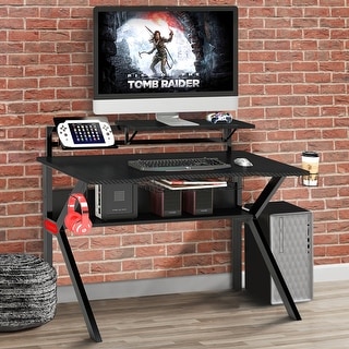 Gaming Rectangle Shape Liv PVC Coated Ergonomic Metal Frame Gaming Desk with K Shape Legs ...