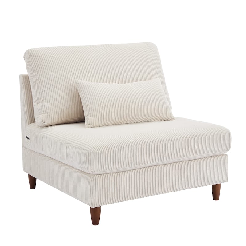 Corduroy Accent Chair with Ottoman Modular Couch Sectional Sofa