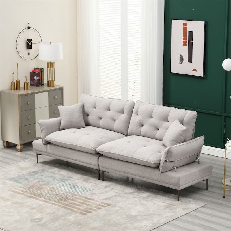 Velvet Sleeper Sofa with Wood Frame and Metal Feet