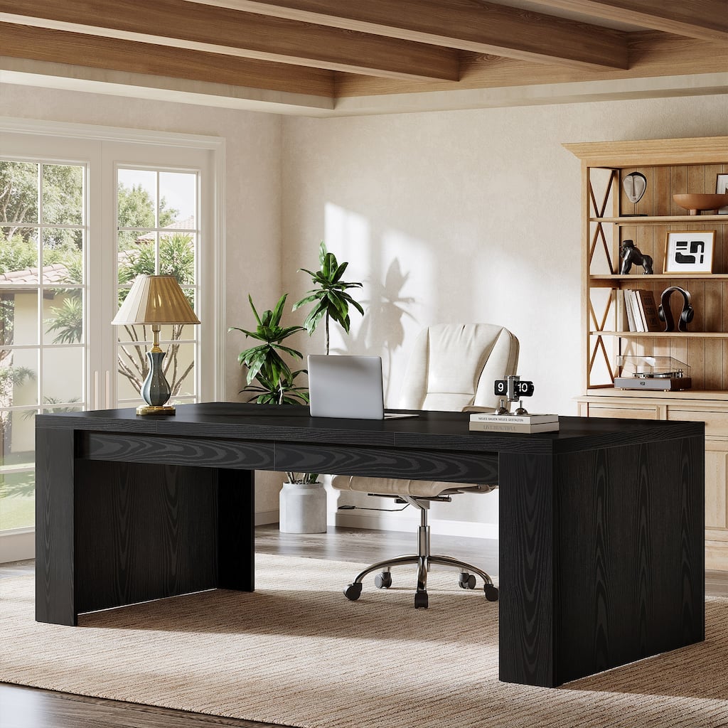 70.9" Wood Computer Desk, Executive Office Desk, Home Office Writing Workstation Business Accent Desk