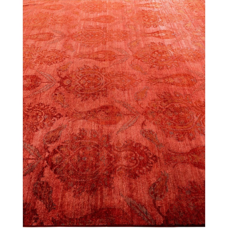 Overdyed, One-of-a-Kind Hand-Knotted Area Rug - Red - 8' 2" x 9' 8"