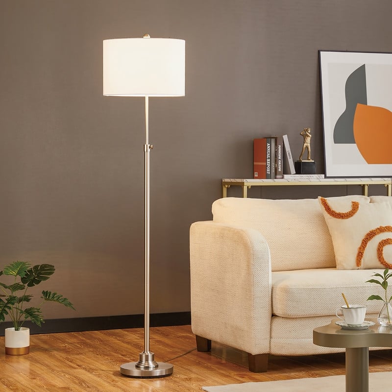 KAWOTI 63.5" Standard Adjustable Floor Lamp with Fabric Linen Shade