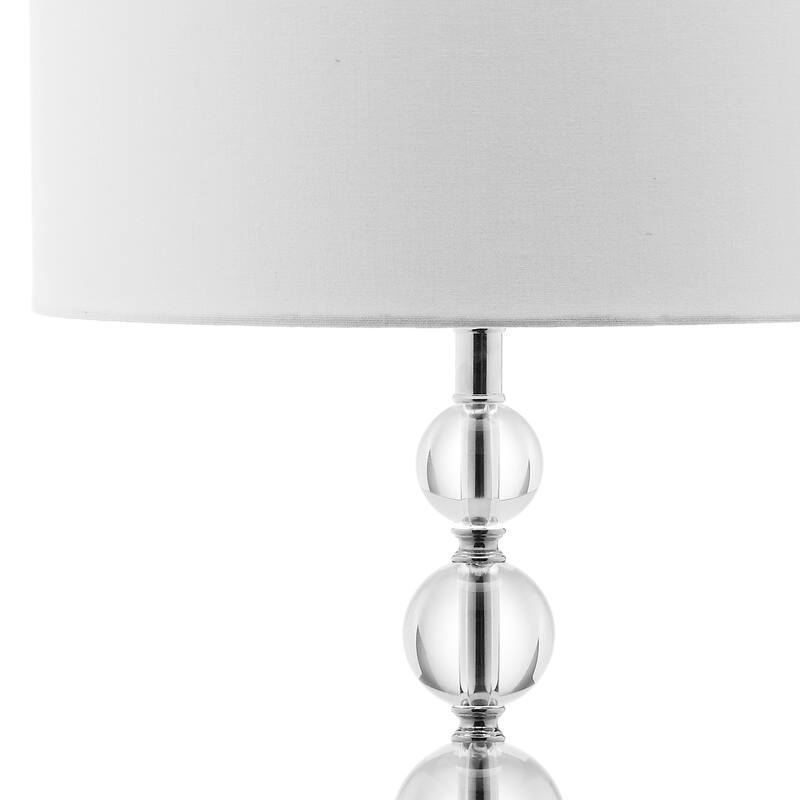 SAFAVIEH Lighting 29 inch Liam White Shade Stacked Crystal Ball Table Lamp - 14" W x 14" D x 30" H