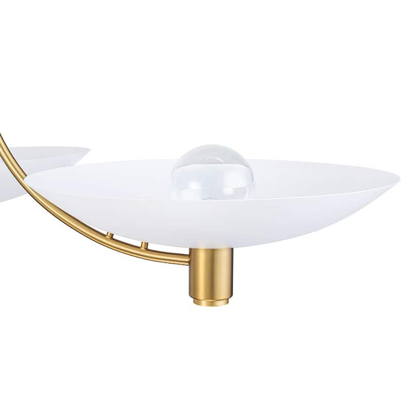 3-Light White Brass Sputnik Saucer Semi Flush Light Curved Arms - 40.6 Inches