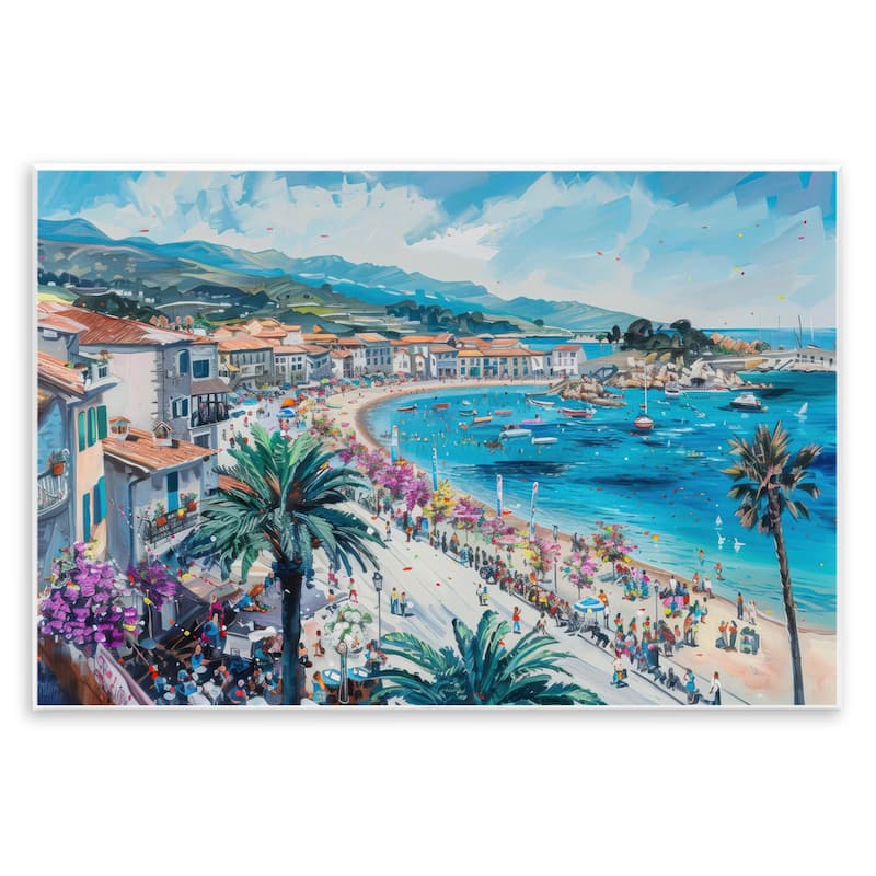 Stupell Busy Summer Beach Town Wall Plaque Art Design By LSR Design Studio - 15 x 10