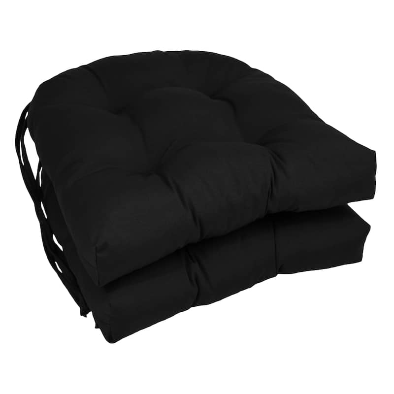 16-inch U-Shaped Indoor Twill Chair Cushions (Set of 2, 4, or 6) - 16" x 16" - Set of 2 - Black