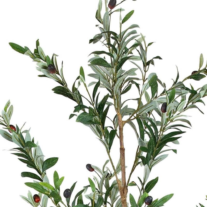 HomeRoots Set Of Two 84" Green Artificial Olive Trees in a Black Pot - 26.00 in. x 84.00 in. x 26.00 in.
