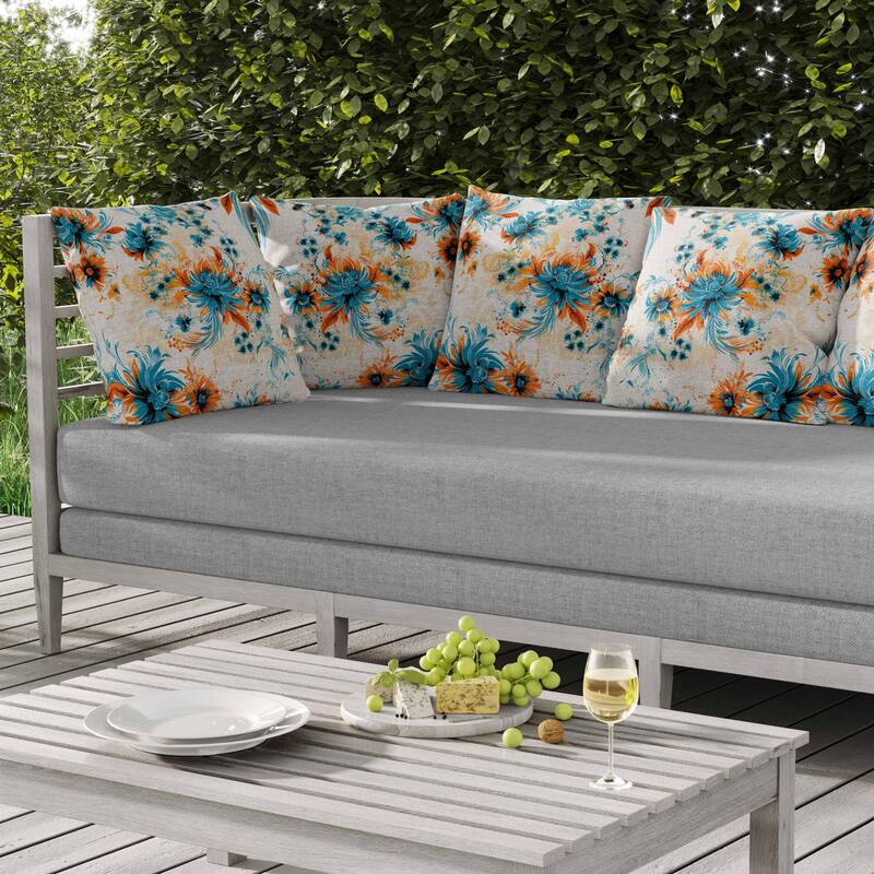 Delightful Wildflowers Indoor/Outdoor Reversible Throw Pillow White and Blue