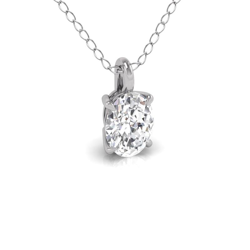 Marquee Lab Grown 1/4 Carat Oval Solitaire Diamond Pendant in 14K White Gold