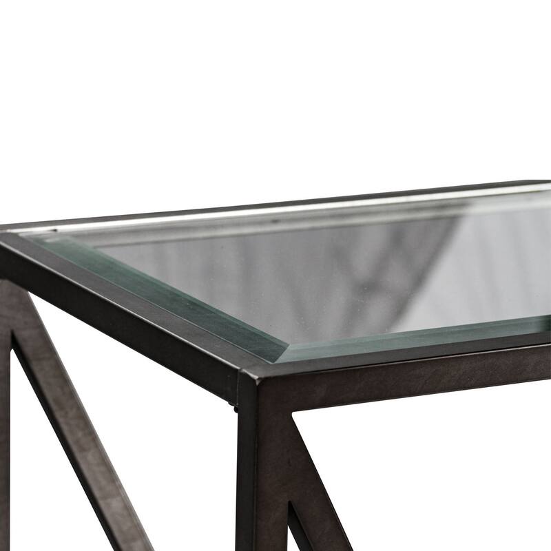 Arista Cobblestone Brown and Glass End Table